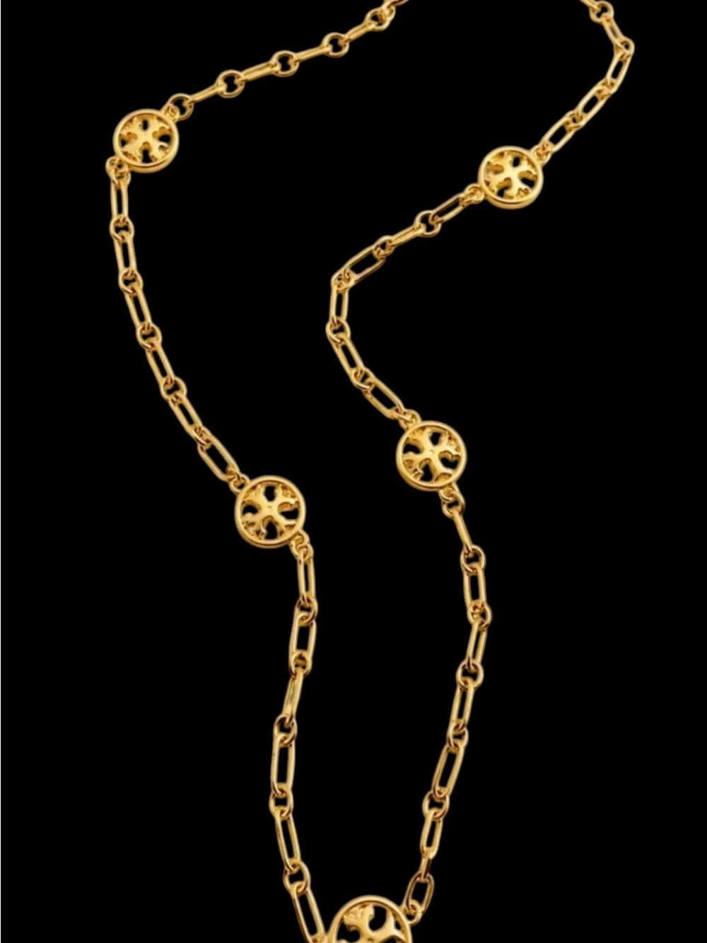 Tory Burch Gold Link Necklace with Signature Medallions - Picture 2 of 4